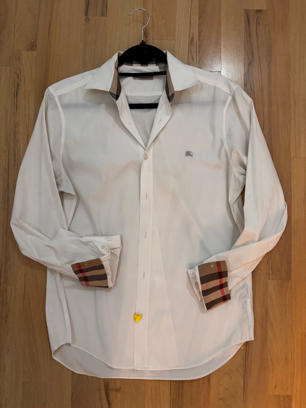 Burberry White Dress Shirt with Signature Check Trim